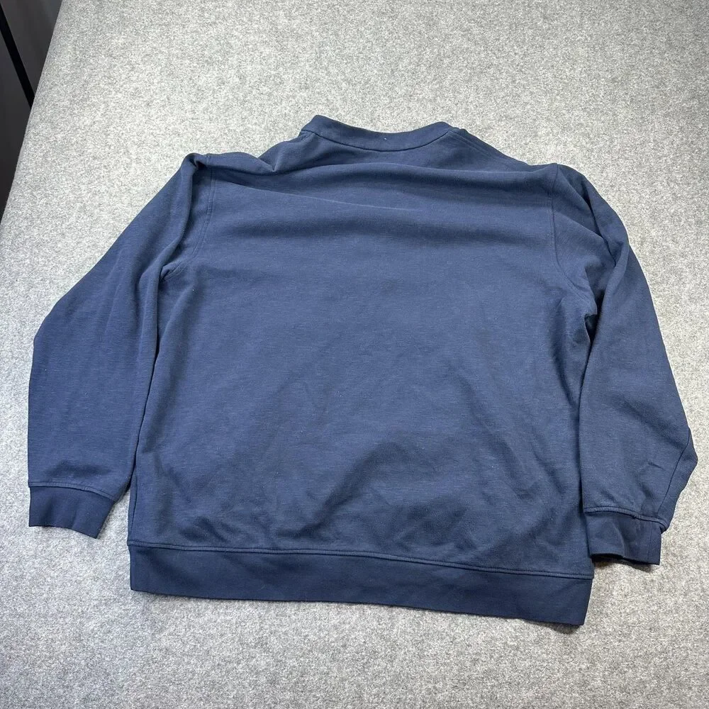 Adidas Sweatshirt Mens 2XL Blue 1/4 Zip Fleece Kangaroo Pocket Pullover